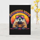 Carte Jour de la marmotte 2025 drôle équipe de marmottes (Fleur jaune)