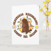 Carte Jour de la marmotte Respectez La Météorologie Rétr (Fleur jaune)