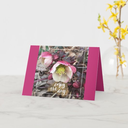 CARTE JOUR DE LA MÈRE FLEURIE ROSE SALUANT (Fleur jaune)