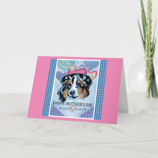 CARTE JOUR DE LA MÈRE SHEPHERD AUSTRALIEN (Devant)