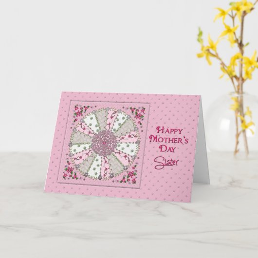 CARTE JOUR DE LA MÈRE - SOEUR - JOLIE EN ROSE (Fleur jaune)