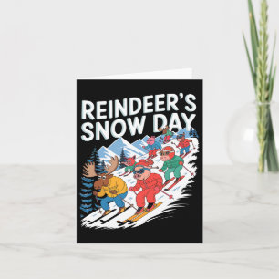 Carte Jour de la neige Reindeer Hiver Ski Animaux