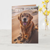 Carte Jour de la plage de Golden Retriever (Fleur jaune)