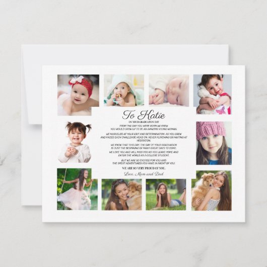 Carte Jour de la remise des diplômes 10 Photo à la fille (Devant)