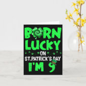Carte Jour de la Saint Patrick 9e anniversaire garçon fi (Fleur jaune)