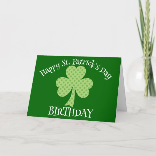 Carte Jour de la Saint Patrick Anniversaire Shamrock Poi (Devant)