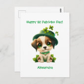 Carte Jour de la Saint Patrick avec mignon Leprech (Devant / Derrière)