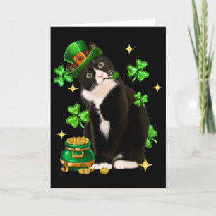 Carte Jour de la Saint-Patrick Chat Irlandais Shamrock M
