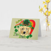 Carte Jour de la Saint Patrick Goldendoodle (Fleur jaune)