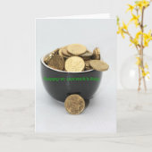 Carte Jour de la Saint Patrick heureux en pot noir (Fleur jaune)