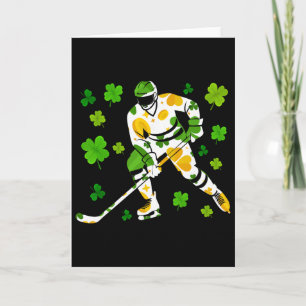 Carte Jour de la Saint-Patrick Hockey Trèfle Vintage Bât