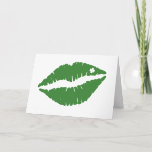 Carte Jour de la Saint-Patrick lèvres Shamrock chanceux