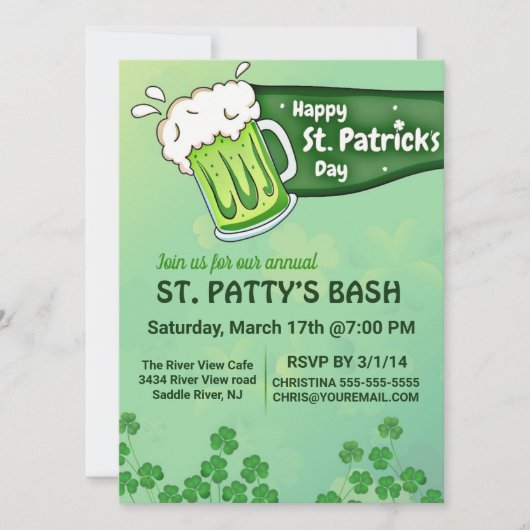 Carte Jour de la Saint Patrick Premier Anniversaire vert (Devant)