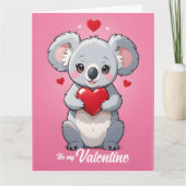 Carte Jour de la Saint-Valentin amour rose koala mignon (Devant)