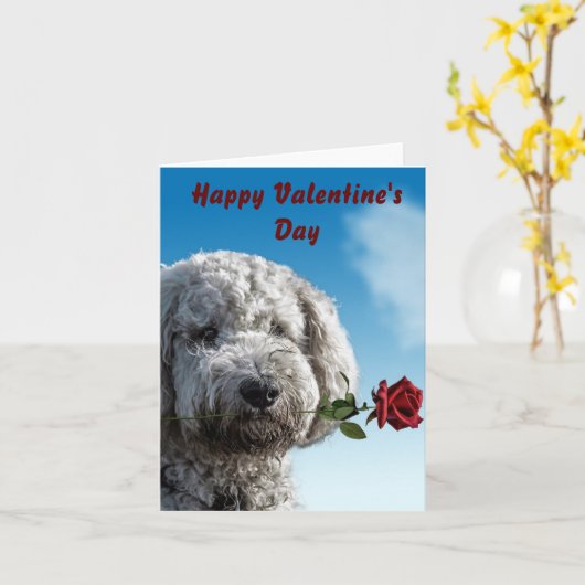 Carte Jour de la Saint-Valentin Chiot Mignon (Fleur jaune)