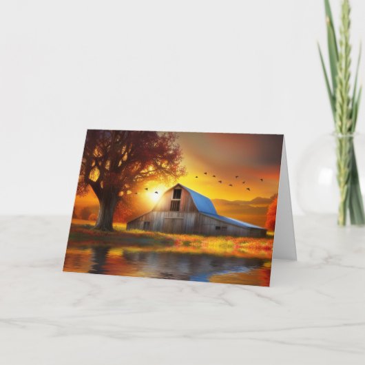 Carte Jour de l'Action de grâce Grange automne couleurs  (Devant)