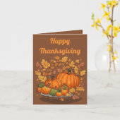 Carte Jour de l'Action de grâces citrouille et Feuille (Fleur jaune)