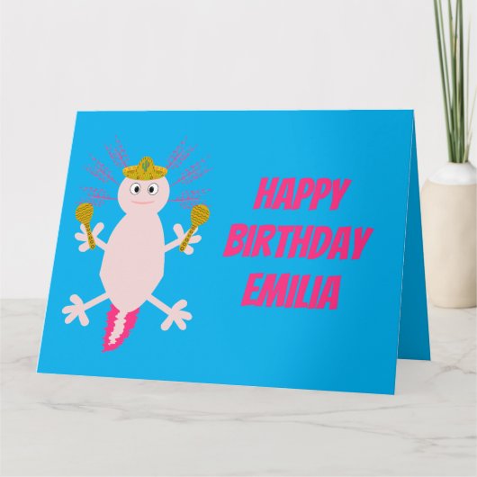 Carte Jour de l'anniversaire de l'Axolotl mexicain mort (Devant)