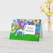 Carte Jour de l'anniversaire du chien dalmate (Fleur jaune)