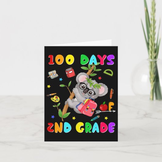 Carte Jour De L'École 2E Grade Koala Joyeux 100 Jours De (Devant)