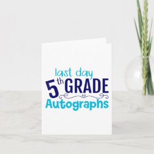 Carte Jour de l'école Autographe 5e année élève