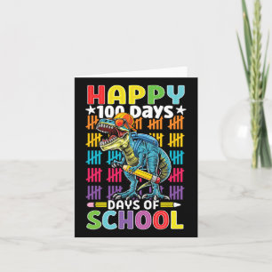 Carte Jour De L'École Dino Enfants Joyeux 100 Jours Dino