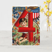 Carte Jour de l'indépendance vintage (Fleur jaune)