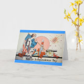 Carte Jour de l'indépendance vintage / 4 juillet (Fleur jaune)