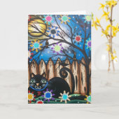 Carte Jour de Lori Everett_ du chat mort et noir, (Fleur jaune)