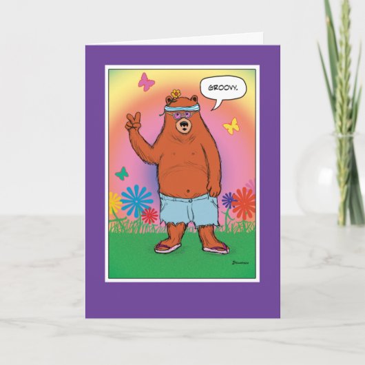 Carte Jour de l'ours hippie amusant Anniversaire (Devant)