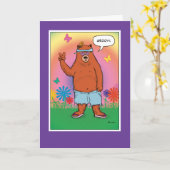 Carte Jour de l'ours hippie amusant Anniversaire (Fleur jaune)