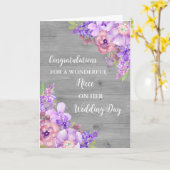 Carte Jour de mariage de la nièce florale violette (Fleur jaune)