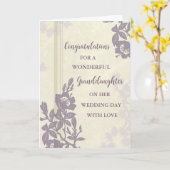 Carte Jour de mariage de la petite-fille florale pourpre (Fleur jaune)