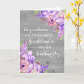 Carte Jour de mariage de la petite-fille florale pourpre (Fleur jaune)