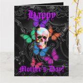 Carte Jour de mères gothique de crâne d'amusement (Fleur jaune)