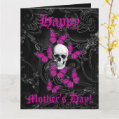 Carte Jour de mères gothique romantique de crâne (Fleur jaune)