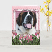 Carte Jour de mères - tulipes roses - St Bernard - Mae (Fleur jaune)