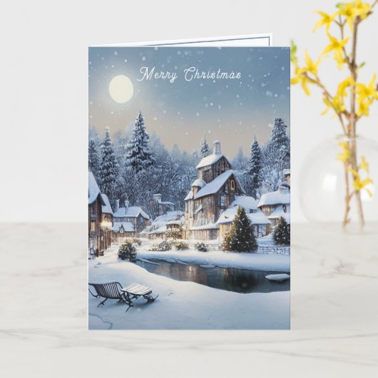 Carte Jour de Noël d'hiver Country Village (Fleur jaune)