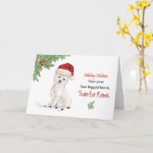 Carte Jour de Noël du chien dans Funny Santa Hat (Fleur jaune)