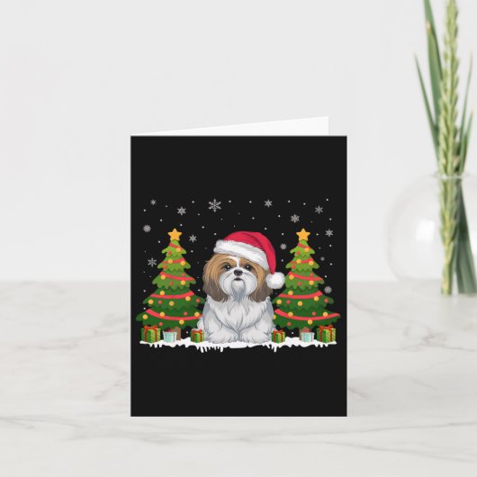 Carte Jour de Noël Lumières Arbre Chien Chien Chien Chie (Devant)