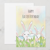 Carte Jour de Pâques mignon lapin et oeufs (Devant / Derrière)