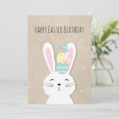 Carte Jour de Pâques mignon lapin et oeufs (Debout devant)