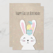 Carte Jour de Pâques mignon lapin et oeufs (Devant / Derrière)