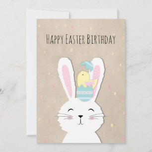 Carte Jour de Pâques mignon lapin et oeufs