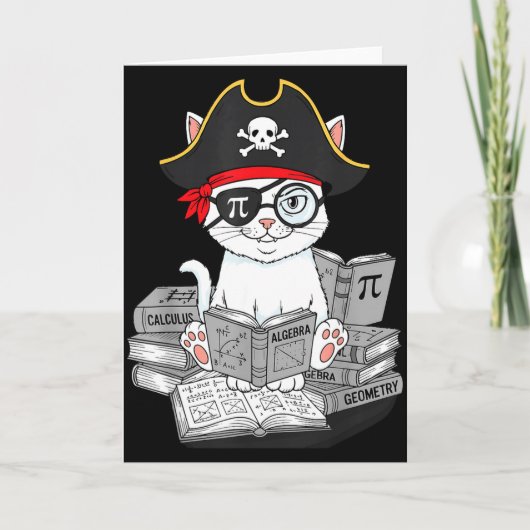 Carte Jour de Pi Chat Nerd Math Pirate Professeur Étudia (Devant)