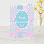 Carte Jour des grands-parents rose de Patchwork De nous  (Fleur jaune)