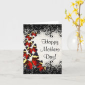 Carte Jour des mères papillons de dentelle gothique (Fleur jaune)