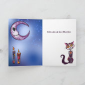 Carte Jour des Morts Lune et Chat Día de los Muertos (Intérieur)