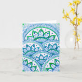 Carte Jour des terres Recycle Damask Indien Mandala Blan (Fleur jaune)