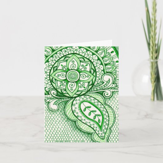 Carte Jour des terres Recycle Damask Indien Mandala Blan (Devant)